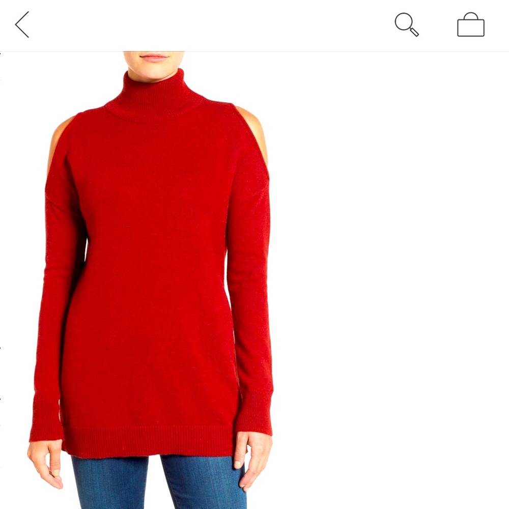 Cold shoulder turtleneck sweater